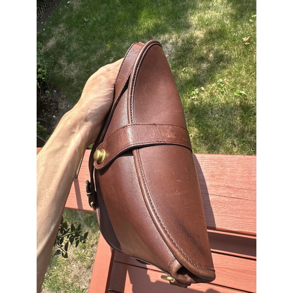 Vintage Coach Binocular Bag 9853 90s Mahogany Leather Crossbody Springlock - Picture 5 of 9